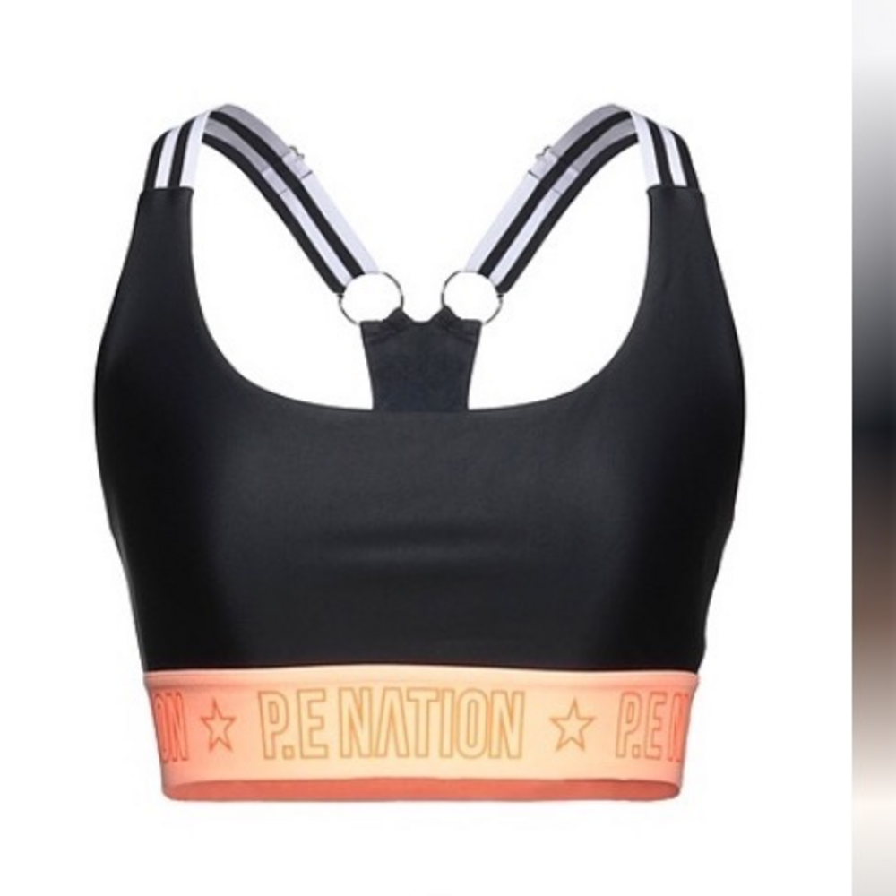 PE nation blank branded sports bra in Black
